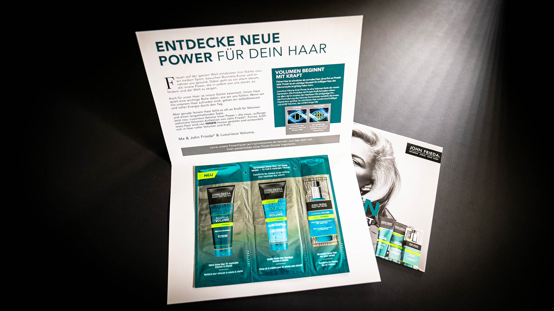 Mailing mit Sachets verschiedener Haarpflegeprodukt