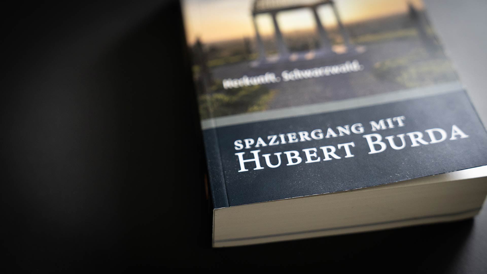 Softcover-Bindung eines Buches namens Spaziergang mit Hubert Burda